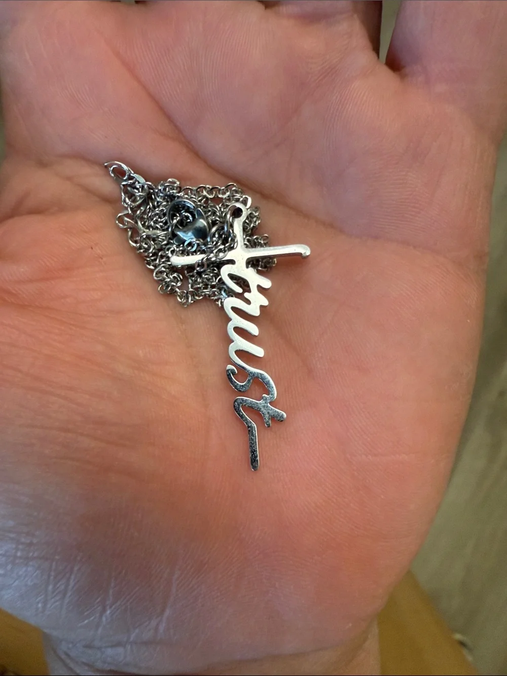 Silver Cross Wall Hanging Necklace Decor - Unbranded